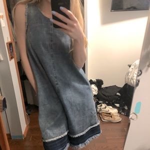 Tractr BLU Fringe Jean Dress with Pockets